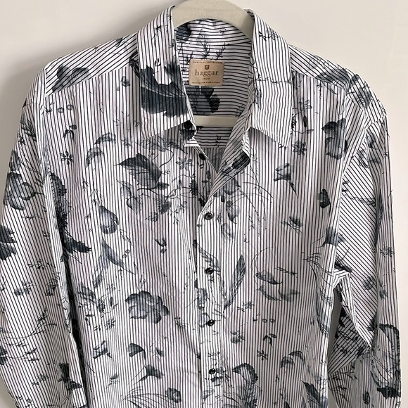 HAGGAR HERITAGE Men’s Cotton Floral Button Down Shirt, Size L - Picture 2 of 9